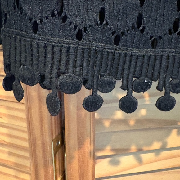 Anna Sui Black Textured Lace Embroidered Boho Top - Picture 3 of 7